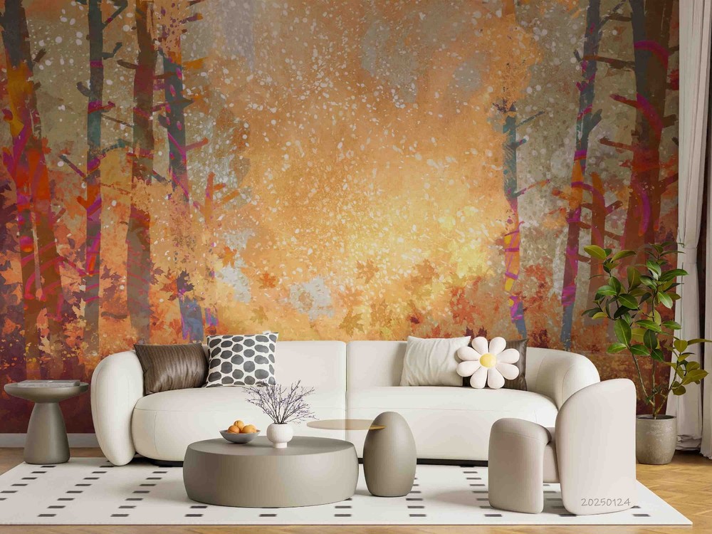 3D Autumn Woods Watercolor Wall Murals Wallpaper Murals Wall Sticker 7