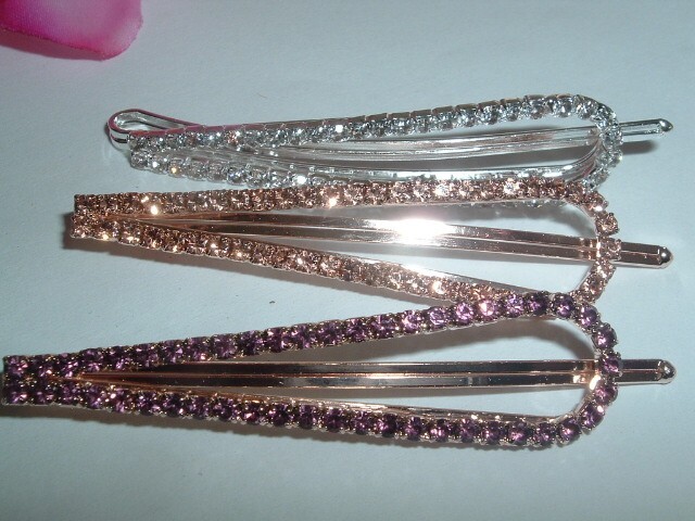 3 Topaz Amethyst and White Rhinestone 2.5