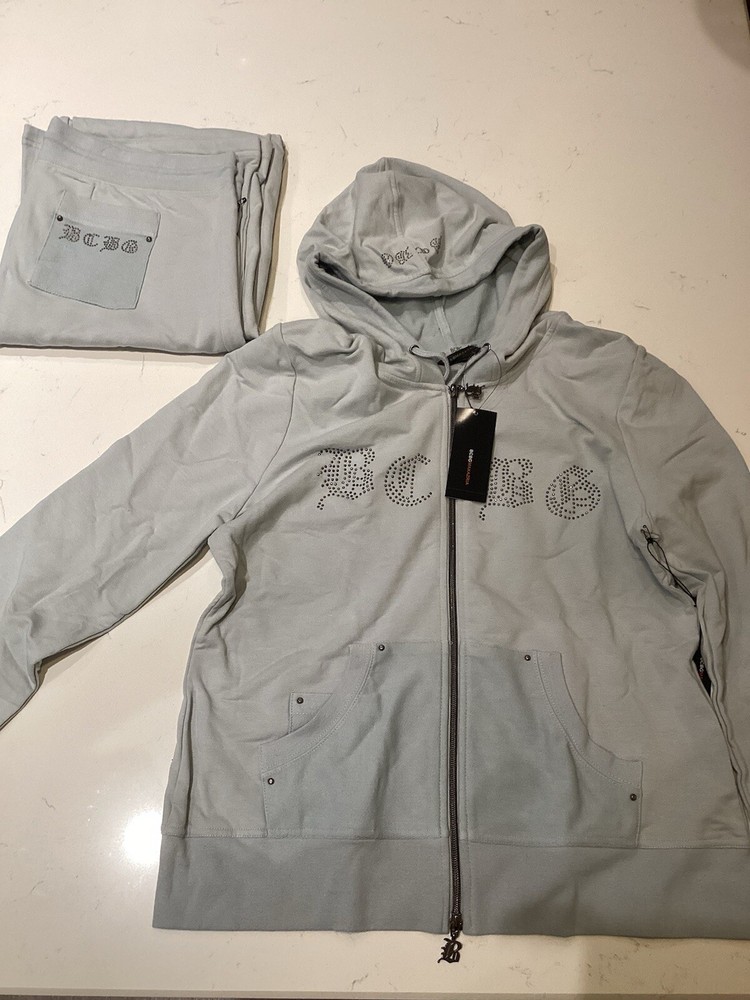 BCBG Max Azaria NWT Fog Hooded Tracksuit Size XL
