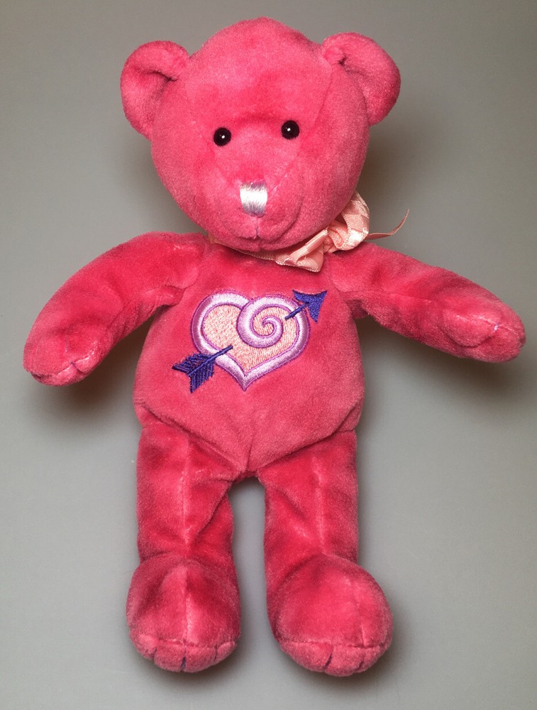 Valentines Day Gift Pink Teddy Bear Stuffed Plush 1999 Beanie Meyer Heart Arrow-image
