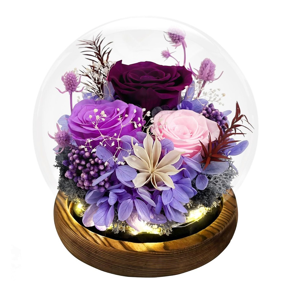 Valentines Day Gifts for Her Preserved Flowers in Glass Dome Long-Lasting Ete...