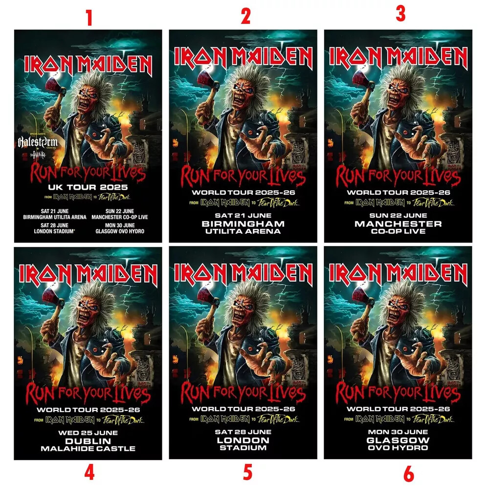 Iron Maiden Poster Concert Run For Your Lives  TOUR 2025 Poster, Ship From
