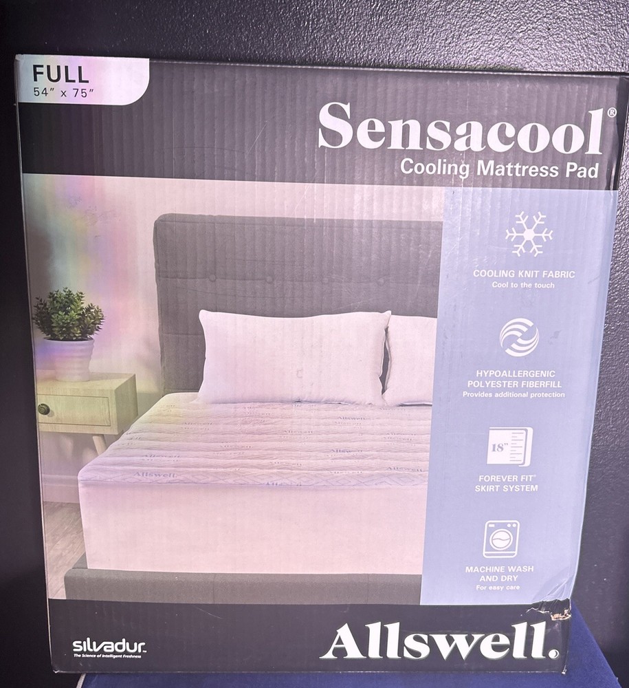ALLSWELL SENSACOOL COOLING MATTRESS PAD Full Size Bed. BRAND NEW & SEALED