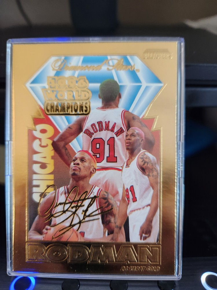 1996 Dennis Rodman Diamond Stars 23K Gold Sculptured Card SN 05957