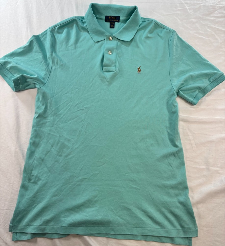 Polo Ralph Lauren Boys Sz XL (18-20) Shirt Teal Green Flesh Pony Soft Touch