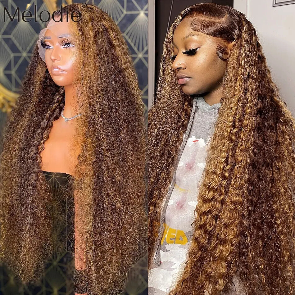 Highlight Blonde HD 13x4 Lace Front Wig Curly Human Hair For Women