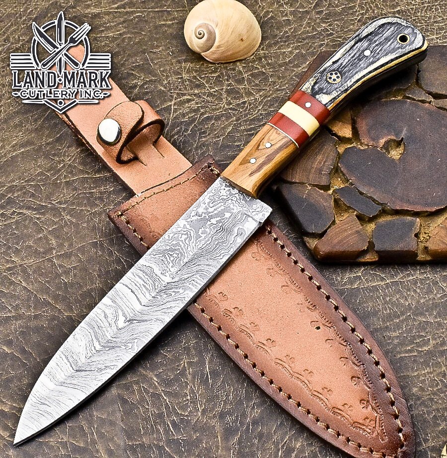 CUSTOM HANDMADE DAMASCUS STEEL KITCHEN CHEF KNIFE WITH PAKKA WOOD HANDLE