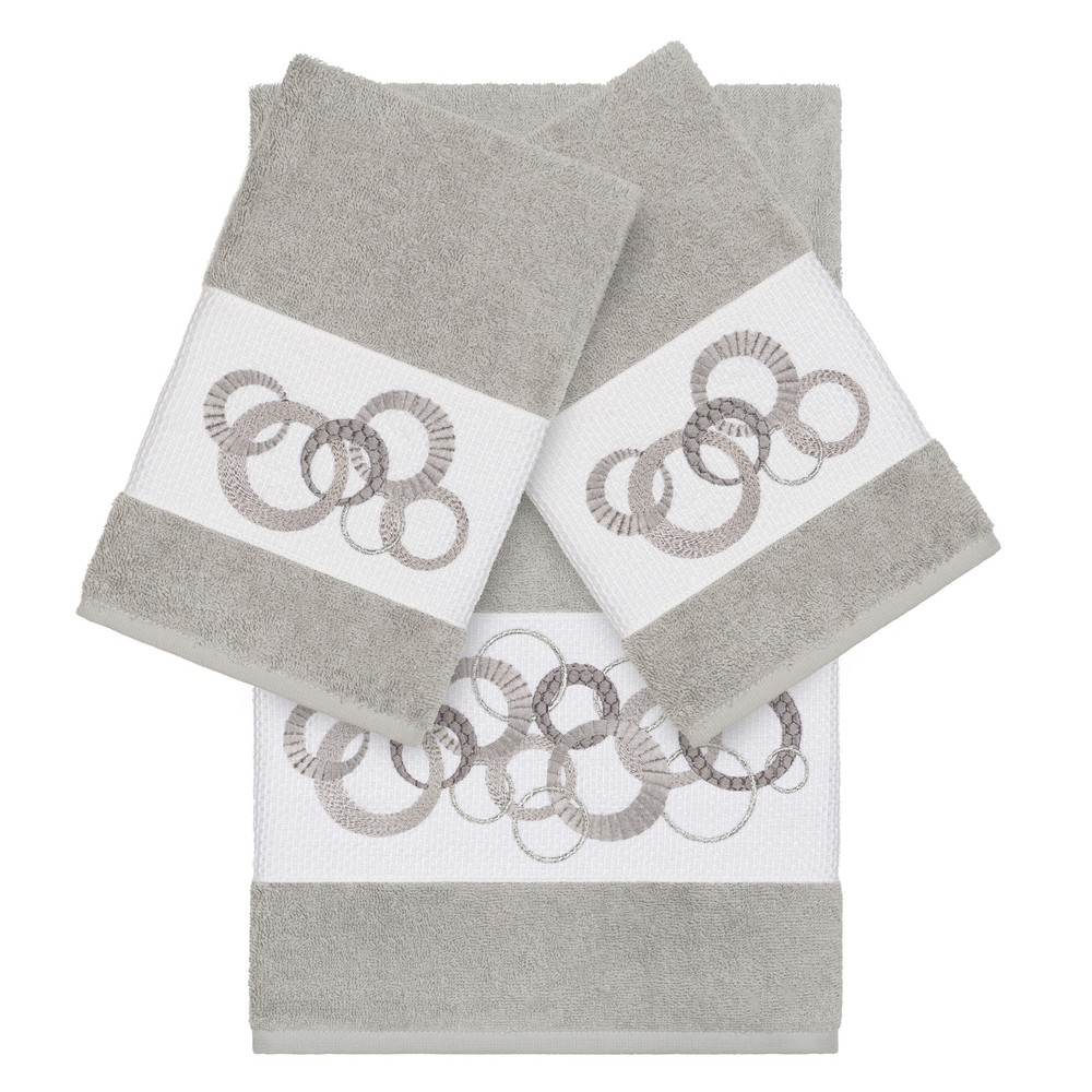 Luxury Hotel Spa Grey Embroidered Turkish Cotton Circles