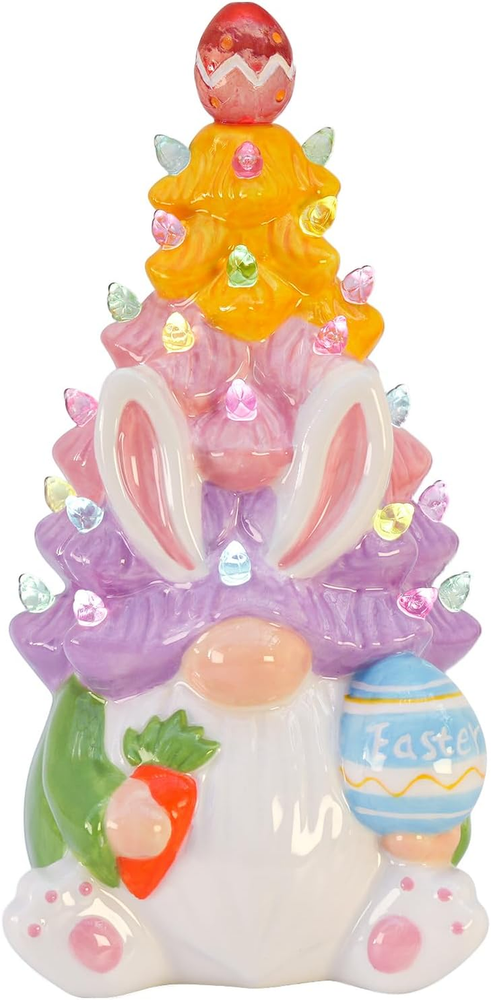 Timer - Easter Decorations for Home - Light up Easter Bunny Decor Spring Gnome C