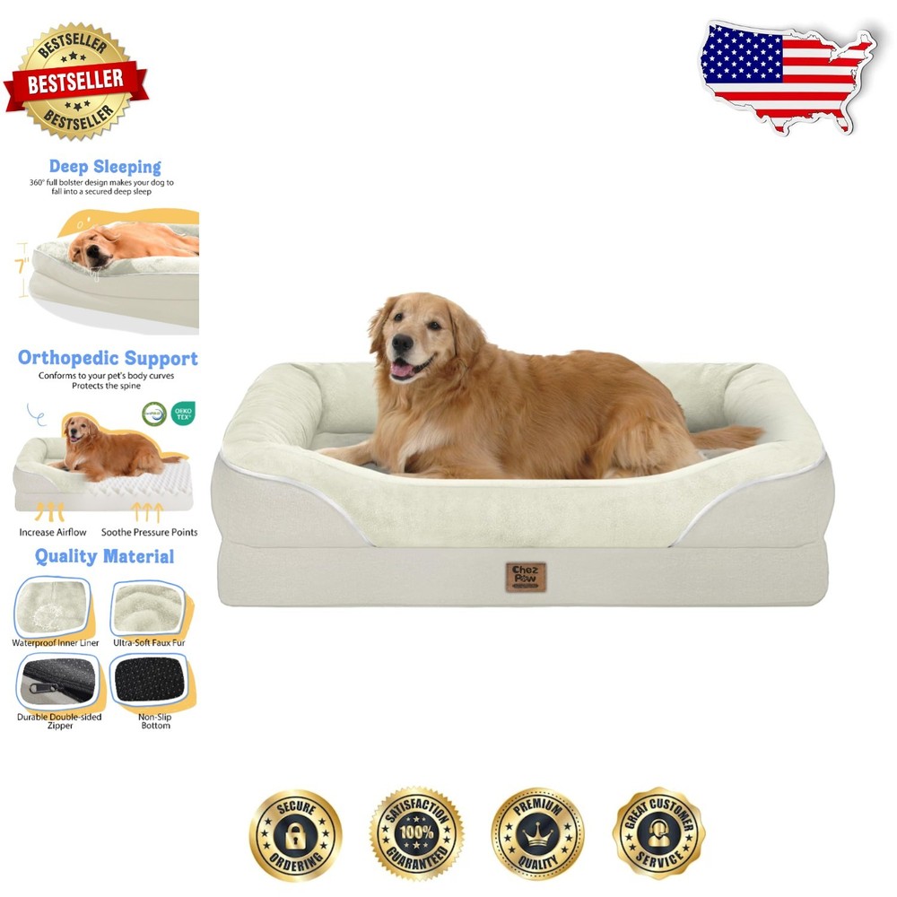 XL Orthopedic Dog Bed – Removable, Washable & Waterproof Support  