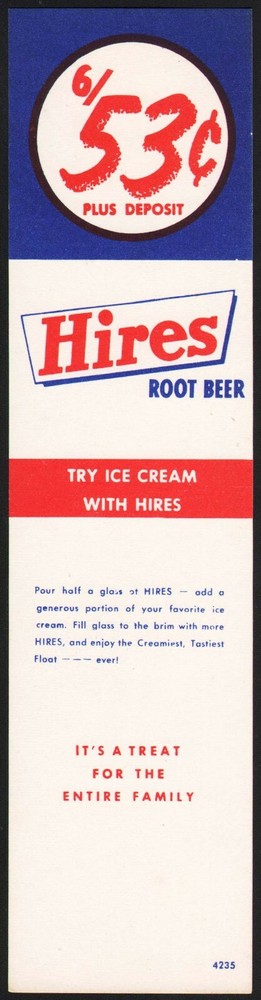 Vintage Hires Root Beer Carton Stuffer Unused Mint Try with Ice Cream