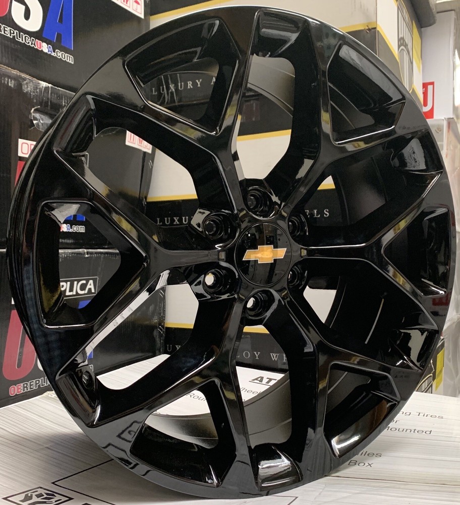 22” GMC SIERRA YUKON SNOWFLAKE BLACK CHEVY TAHOE SILVERADO SUBURBAN WHEELS Ck156