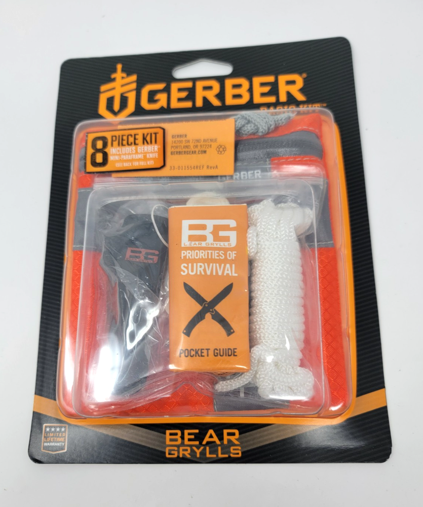 GERBER Bear Grylls 8-Piece Survival Kit with Mini Knife & Fire Starter
