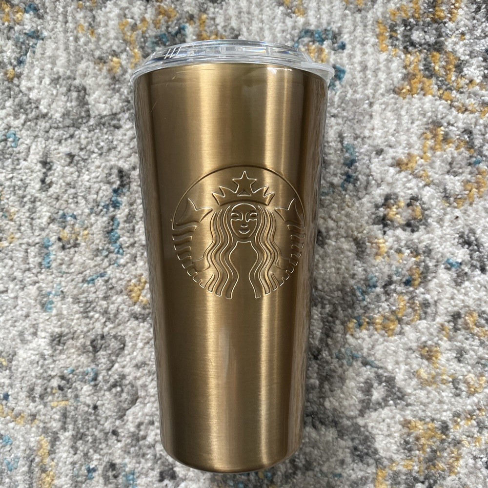 starbucks stainless steel travel coffee mug 18oz Mermaid Brushed Gold