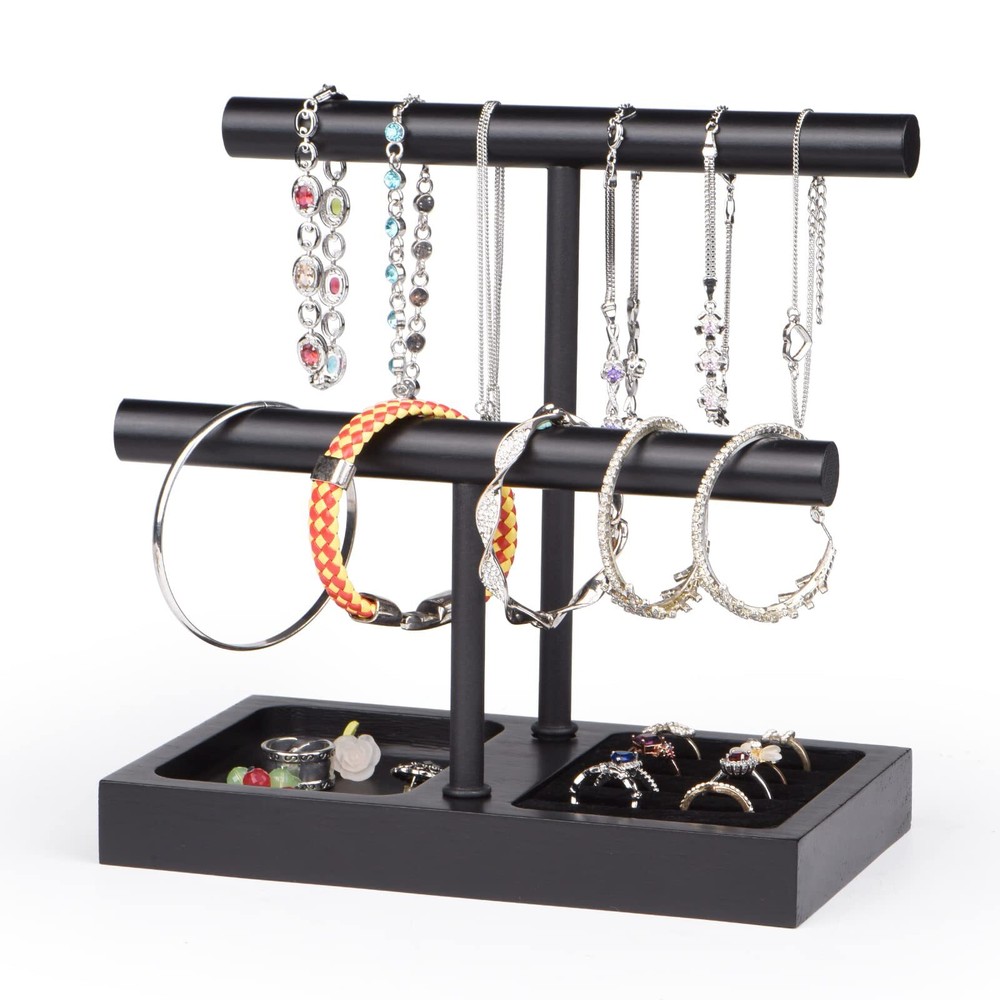 Solid Wood Jewelry Organizer Stand for Bracelets Earrings Necklaces