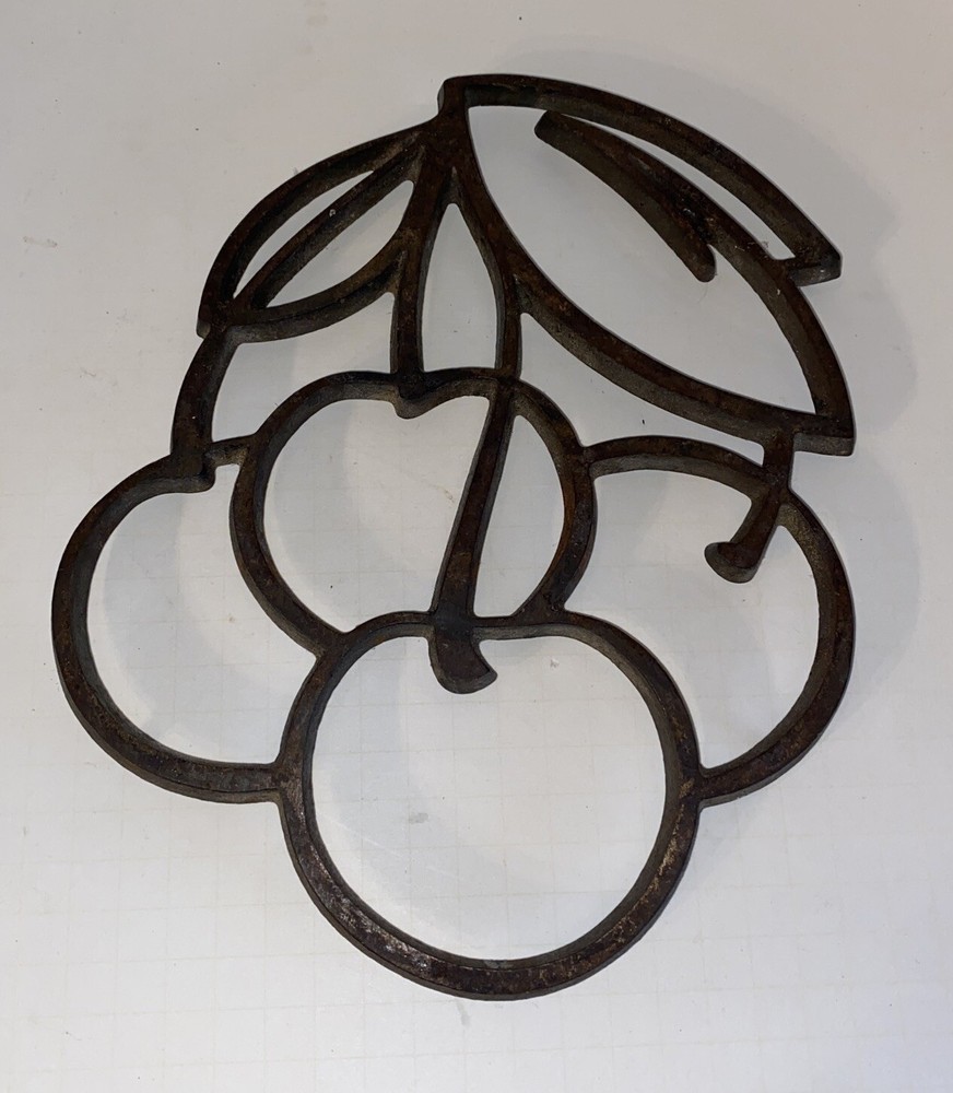 Large Vtg Dansk Cherry Metal Trivet Jens Quistgard Danish Cast Iron MCM Primitiv