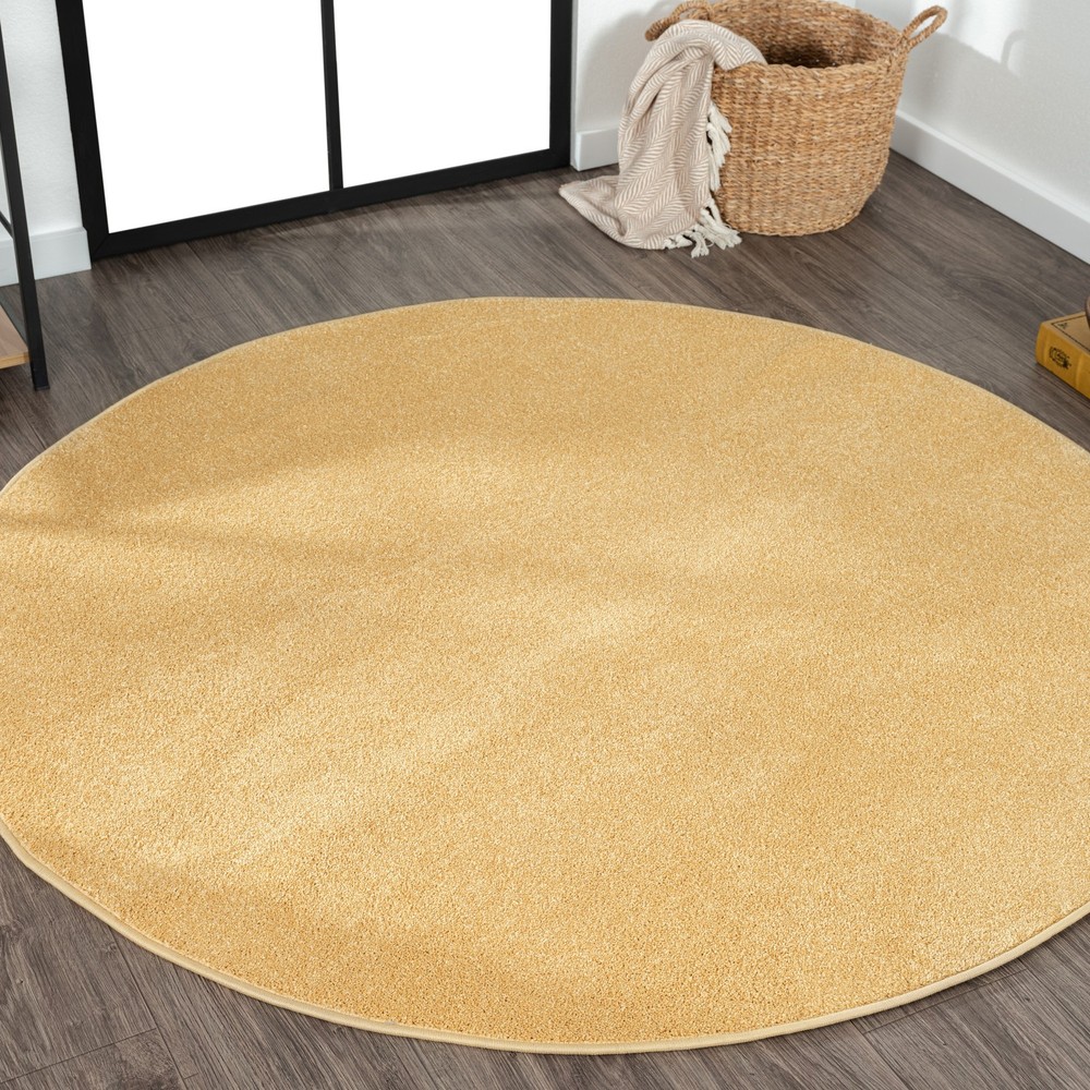 Jonathan Y Lighting SEU100-8R Supersoft 8x8 Mustard Polypropylene Rug