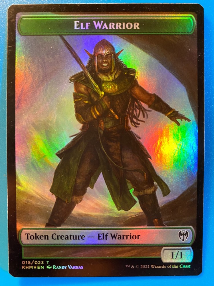 MTG 1x FOIL Elf Warrior / Giant Wizard Token Kaldheim Magic the Gathering x1 NM