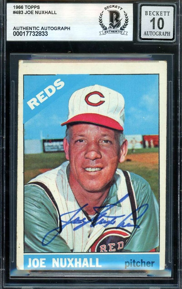 Joe Nuxhall gem mint 10 Beckett Bas サイン入り 1966 Topps サイン入り