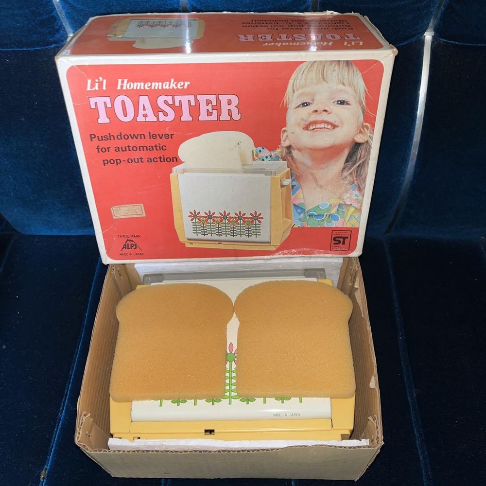 Flower Pattern Alps Toaster Tin Toy Made in Japan antique Vintage