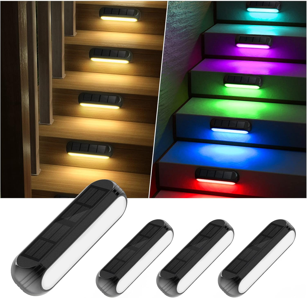 Upgraded 4 Pack Solar RGB Deck & Fence Outdoor Lights