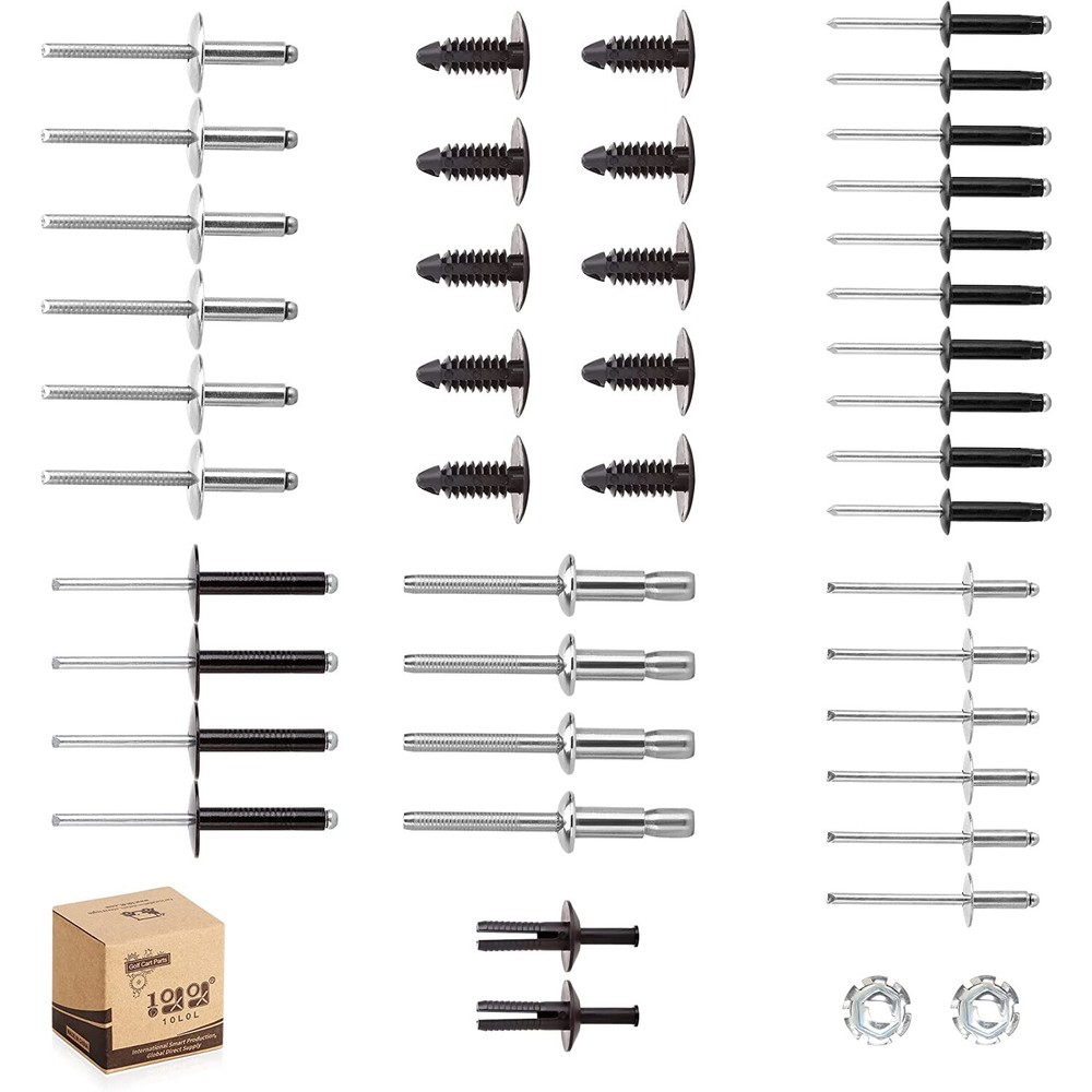 10L0L Complete Body Rivet Kit for EZGO TXT Golf Cart Gas & Electric 1994-up 44pc
