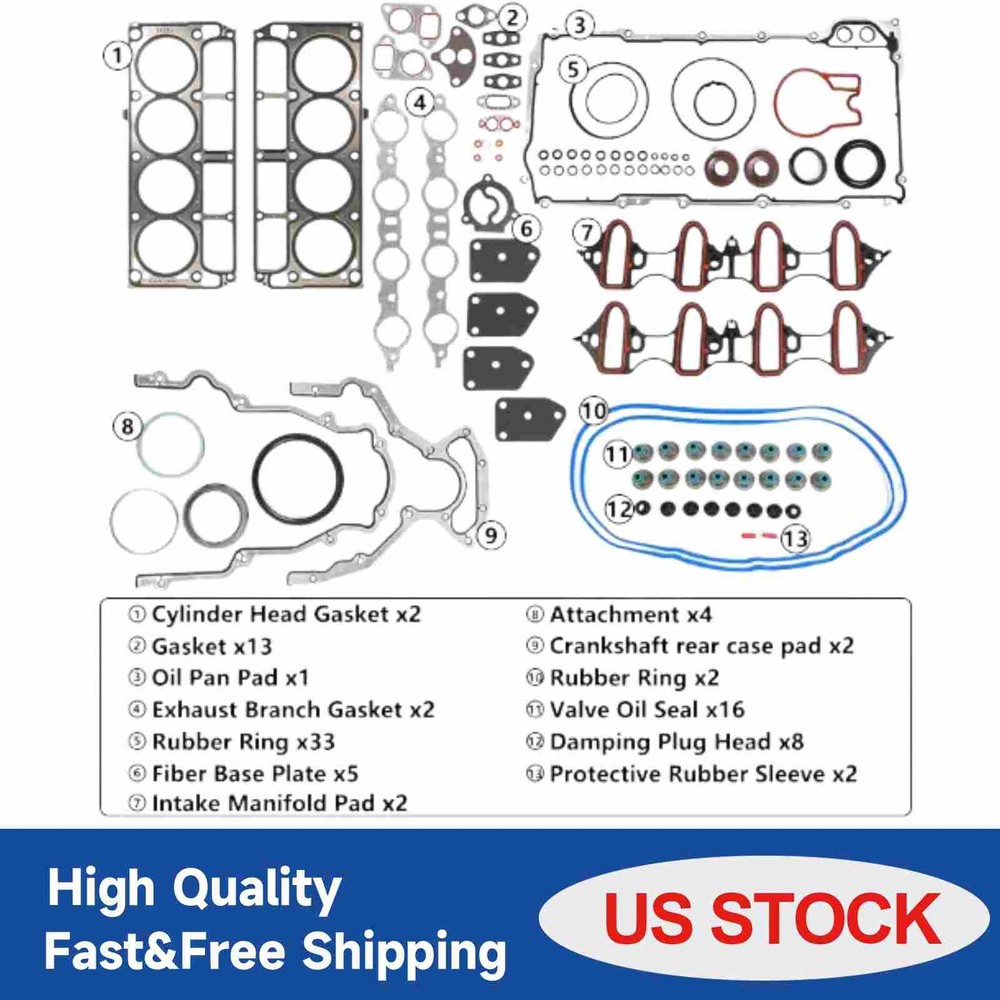 Head Gasket Set For 2002-2011 Chevy GMC Buick Cadillac 4.8L 5.3L ES72173