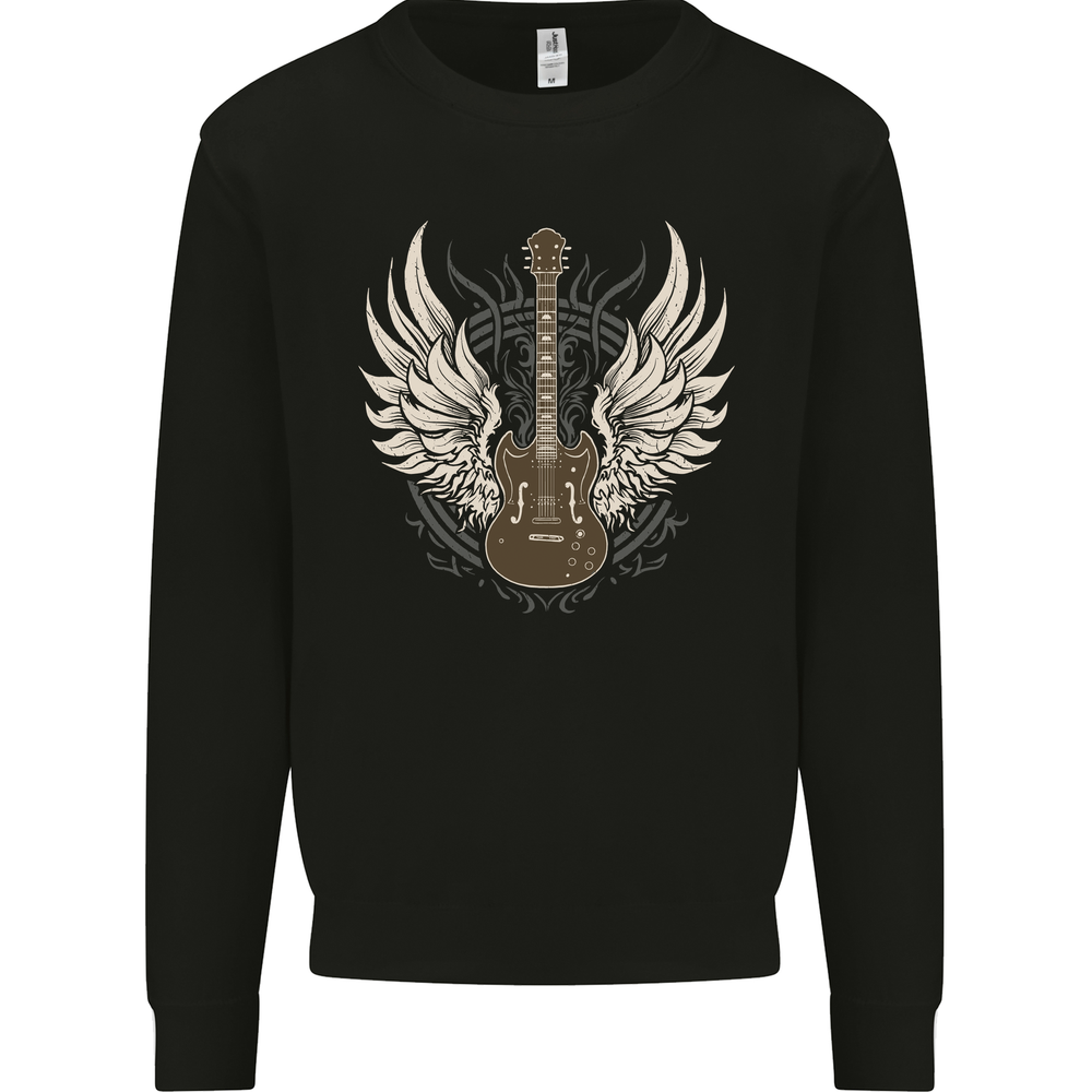 Electric Guitar Wings Rock n Roll Music Punk Mens Sweatshirt Jumper