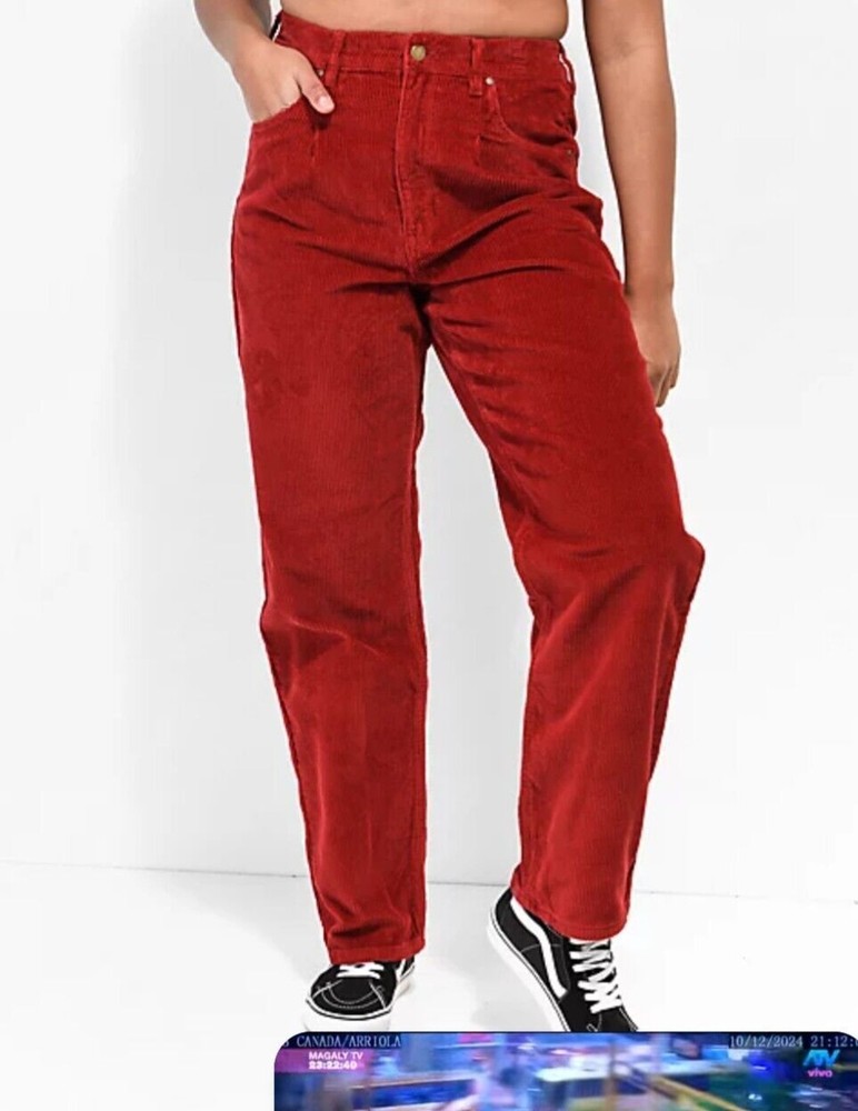 Empyre Tori Red Corduroy Skate 90s Y2K Pants Size 6 Pleated Wine Corduroy Grunge