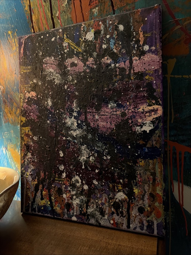 Original Art Abstract Acrylic Painting On Canvas Purple Haze Artist Cay Bright