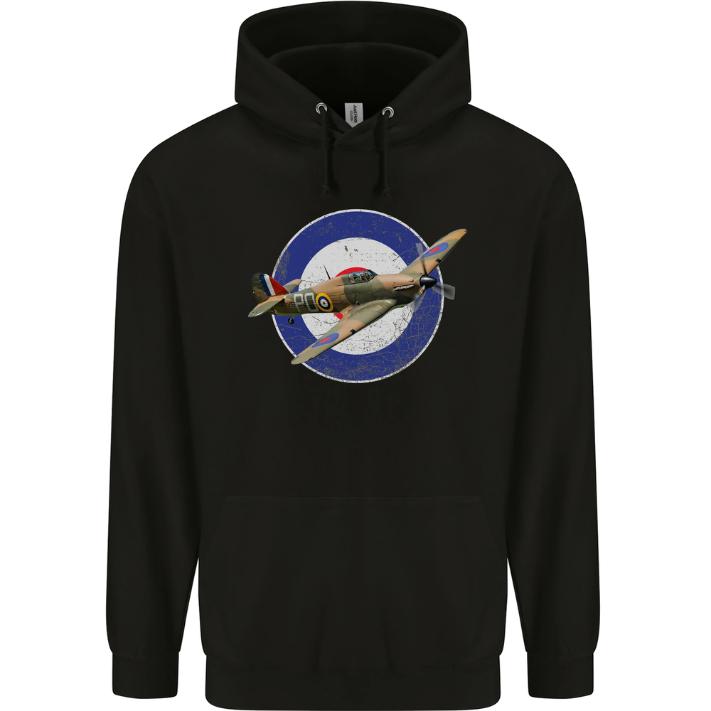 Hawker Hurricane With RAF Ensign Mens 80% Cotton Hoodie