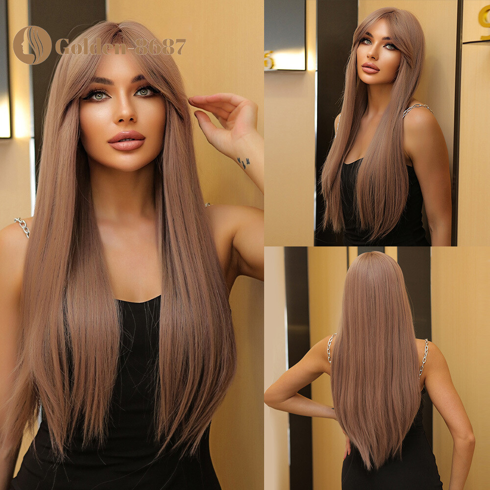 Women Long Straight Ash Purple Hair Wigs Costume Natural Anime Cosplay Party US