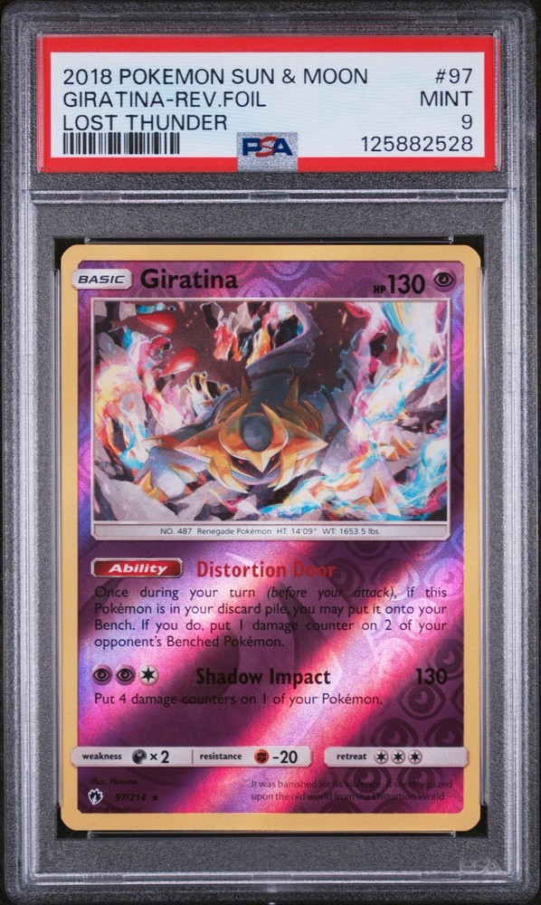 2018 Pokemon Sun & MoonLost Thunder Giratina 97/214 Reverse Holo PSA 9 - POP 7