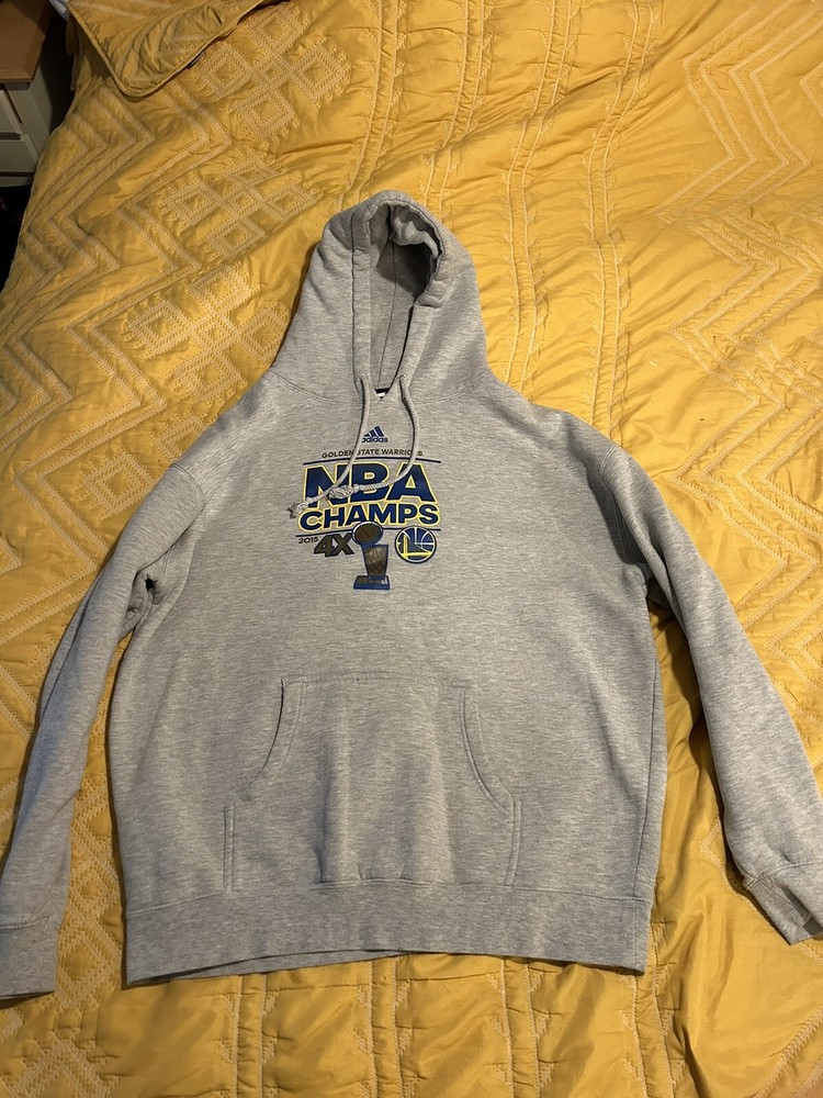 Adidas NBA Golden State Warriors 2015 Champions Hoodie Gray Men XL Sweatshirt