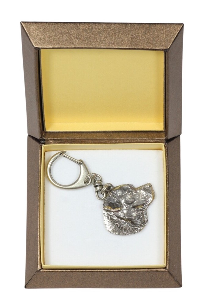 Labrador Retriever - Silver-plated key ring with a dog in a gift box, handbag de