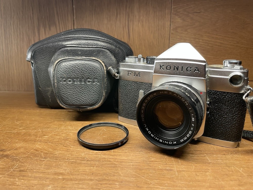 *Rare: Meter Works : Near Mint w/ Case* Konica FM Film Camera Hexanon 52mm F/1.8