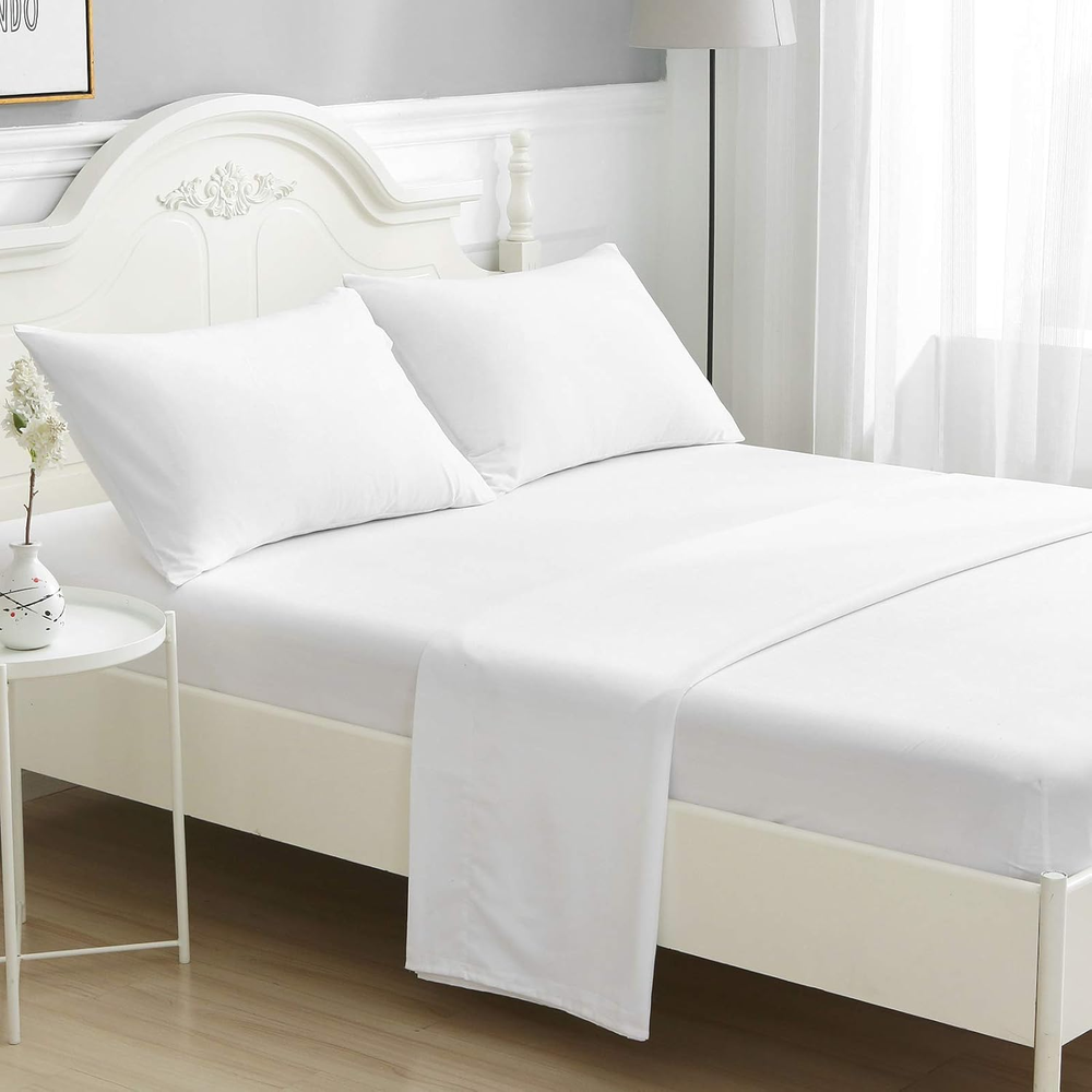 Luxury 4 Piece White Microfiber King Sheets Set - Super Soft 1800 Series, 14
