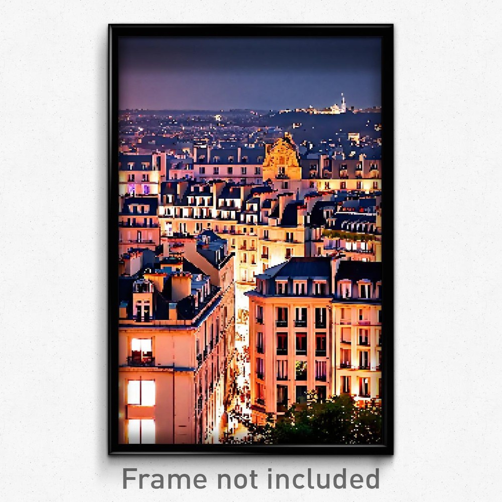 Pixel Art Poster - Gorgeous French City (8 Bit Psychedelic Video Game Print)