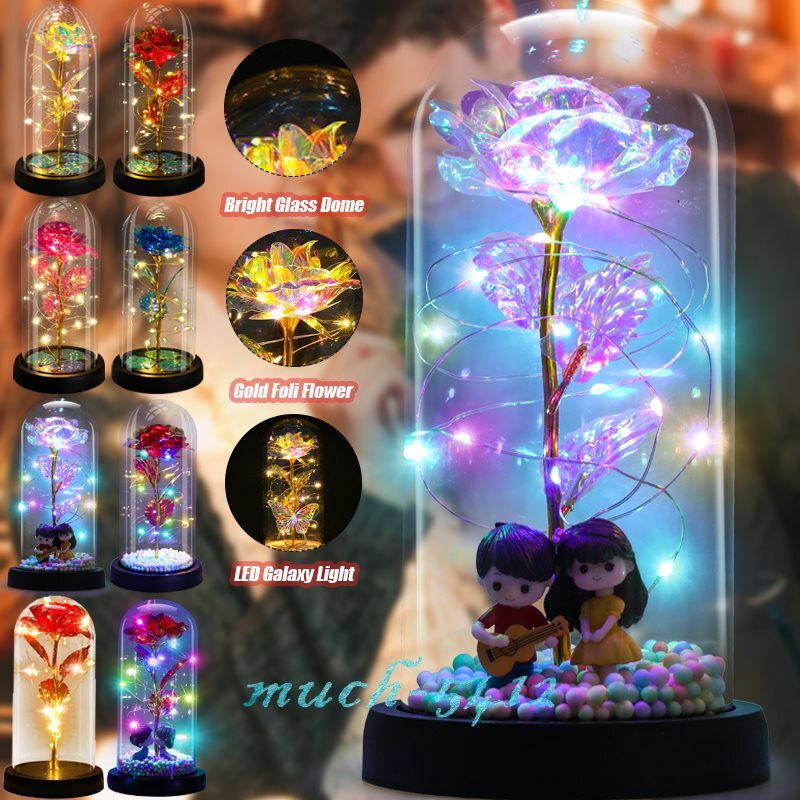Eternal Forever Galaxy Rose In Glass Dome LED Light Flower Valentine's Day Gift