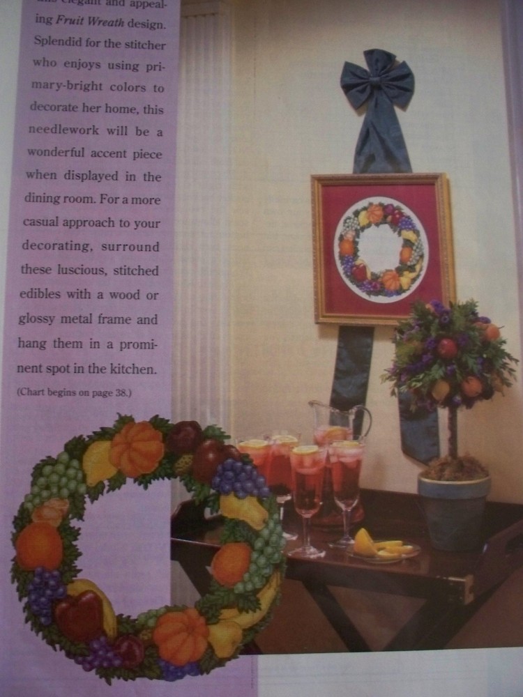 Fruit Wreath Magazine Cross Stitch Pattern (B)