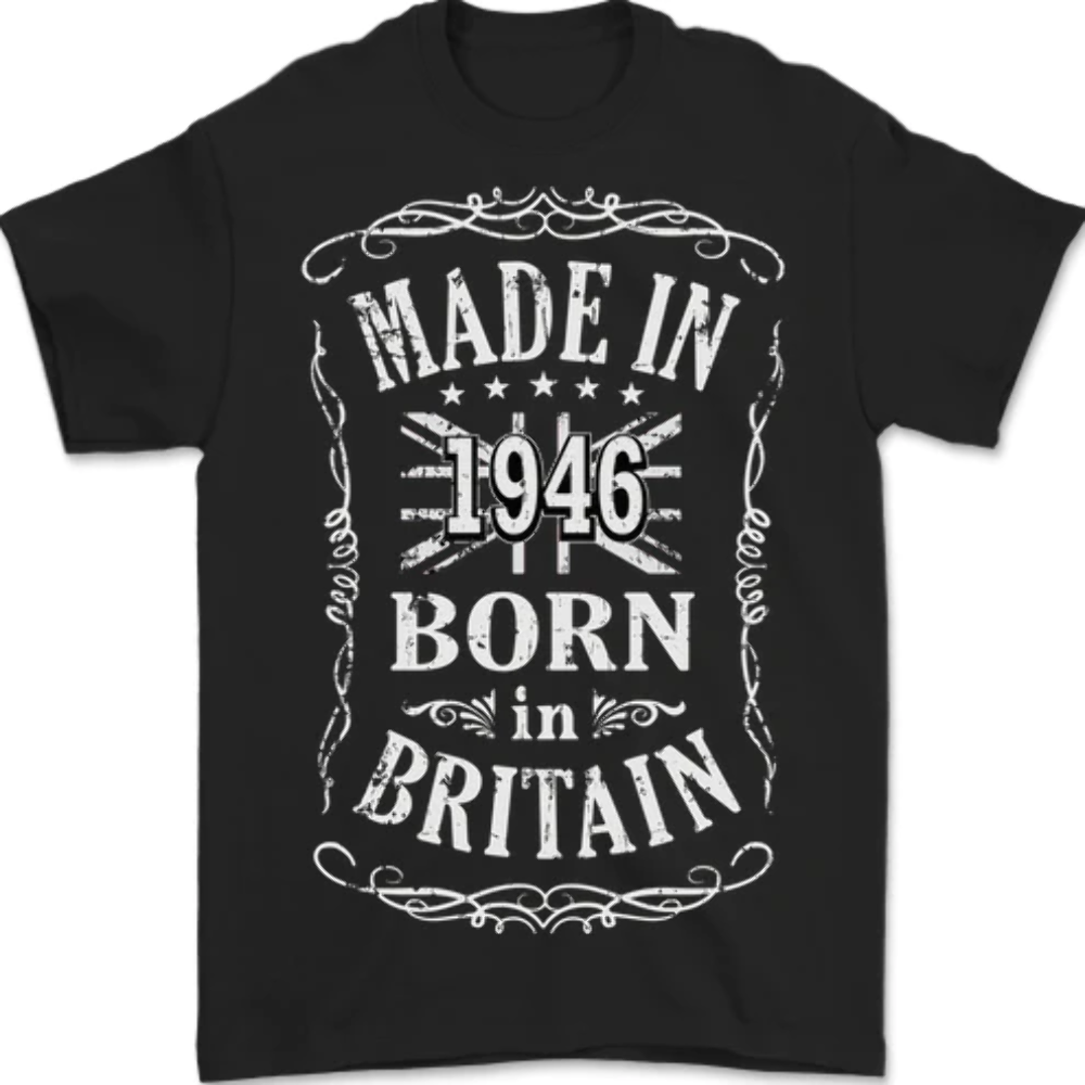 Born In Britain 77th Birthday Made 1946 Mens T-Shirt 100% Cotton