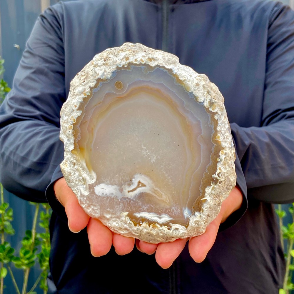 Natural Agate Geode Slab Quartz Crystal Mineral Specimen for Reiki 381G
