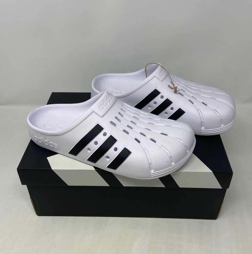 adidas Adilette Clog Sandals White/Black - Unisex Men’s 7 / Women’s 8