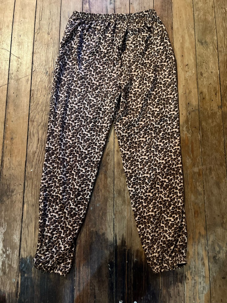 Forever 21 Womens Leopard Print Pajama Pants Cozy Lounge Joggers Size S Small