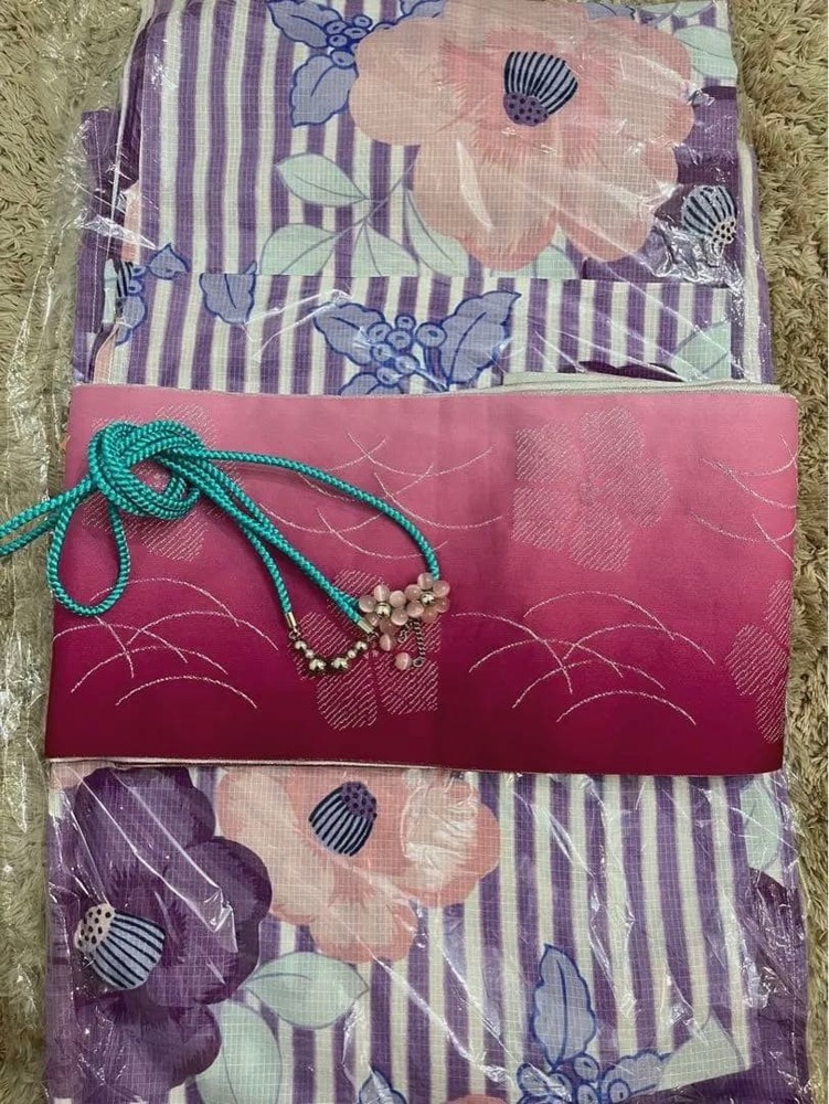 Yukata Set with Obi, Obi Cord, Geta (23-24.5cm), , Fits 159cm