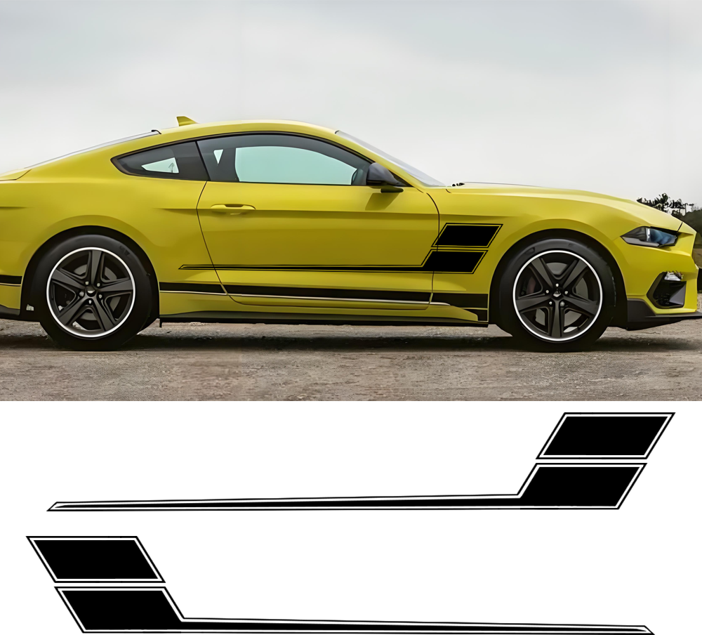 2x Sport Glossy Black Fender Hockey Stripe Vinyl Sticker Decal For Ford Mustang