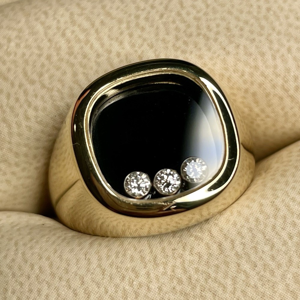 Chopard “Happy Diamonds” 18K 750 Gold Ring Size 8.25 Vintage ✨ Authentic w Box