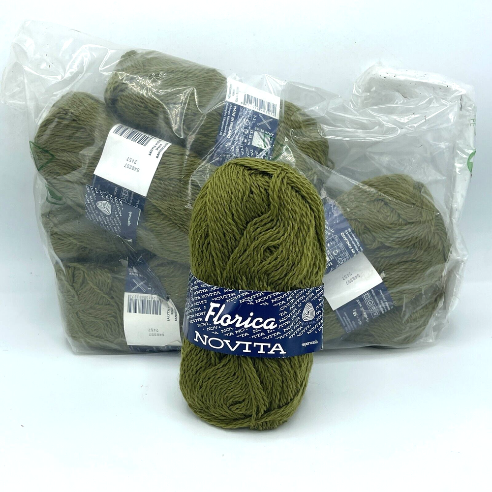 8 Skeins Florica Novita Yarn Greens 100% Wool 50 Grams Each Finland Knitting