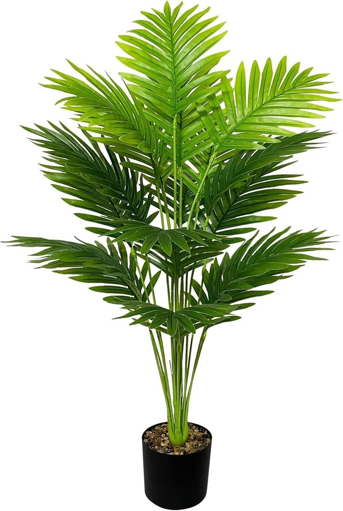 Lifelike Artificial Palm Tree in Black Pot - Realistic Indoor/Outdoor Faux Plant