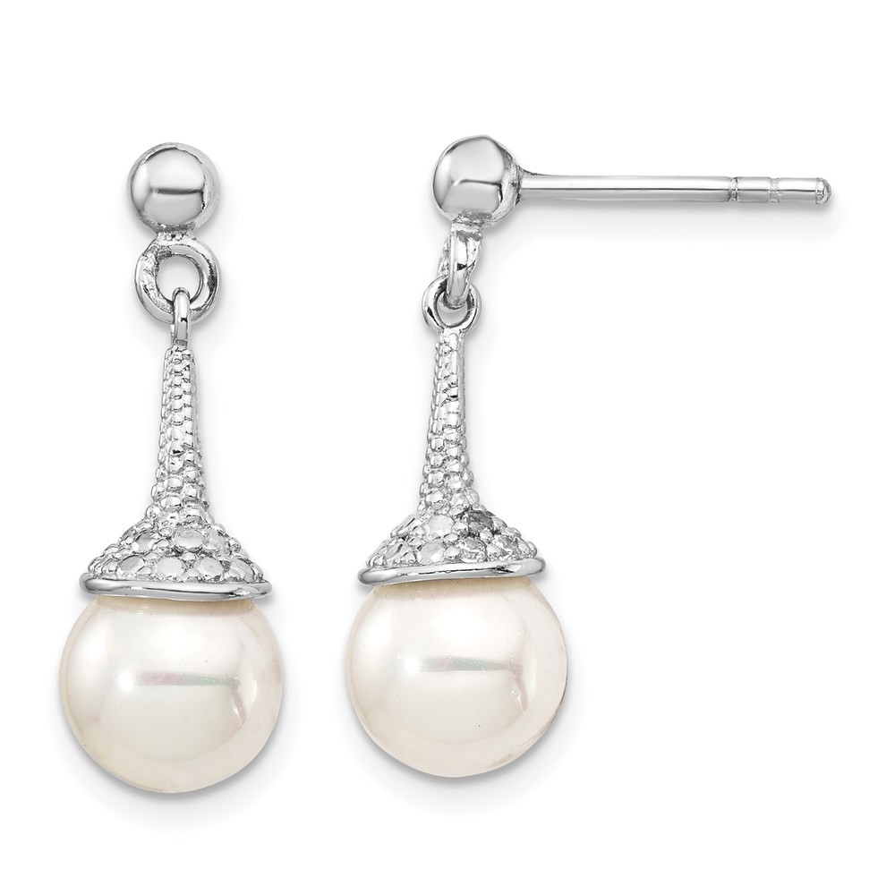 Sterling Silver Cubic Zirconia and Shell Pearl Drop & Dangle Earrings